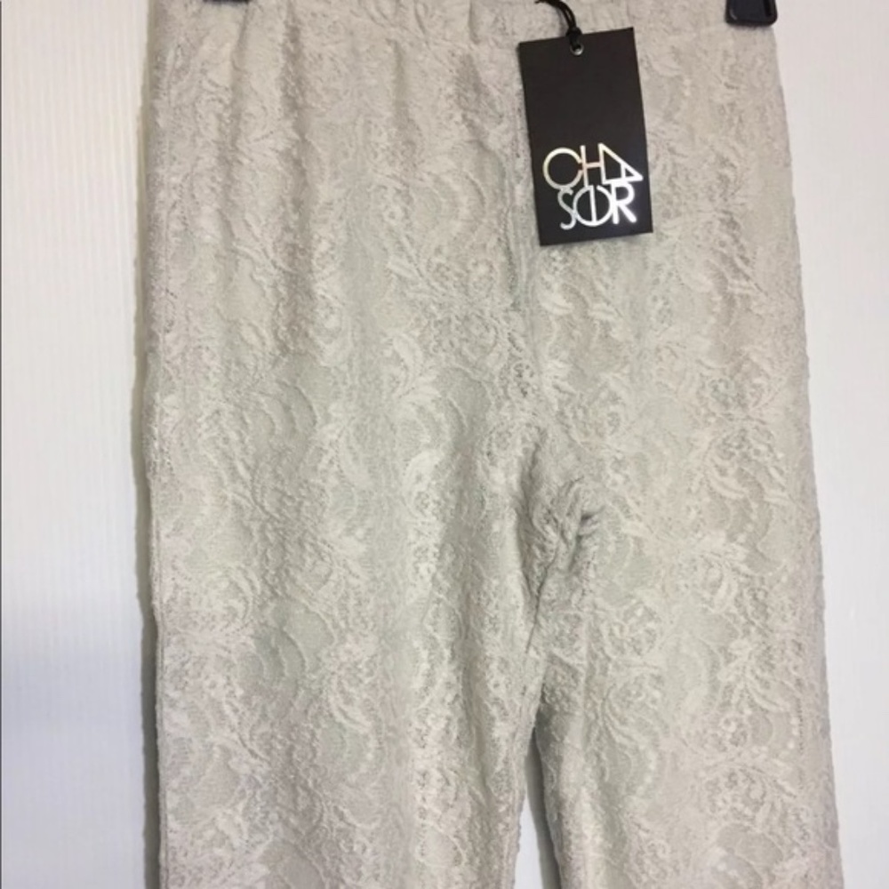 CHASER Lace Bell Bottoms Flares Salt Ivory Large NWT - Picture 5 of 7